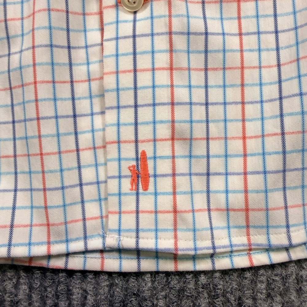 Johnnie-O Prep-Formance Shirt Mens XL White Blue Orange Plaid Button Down - Picture 10 of 12